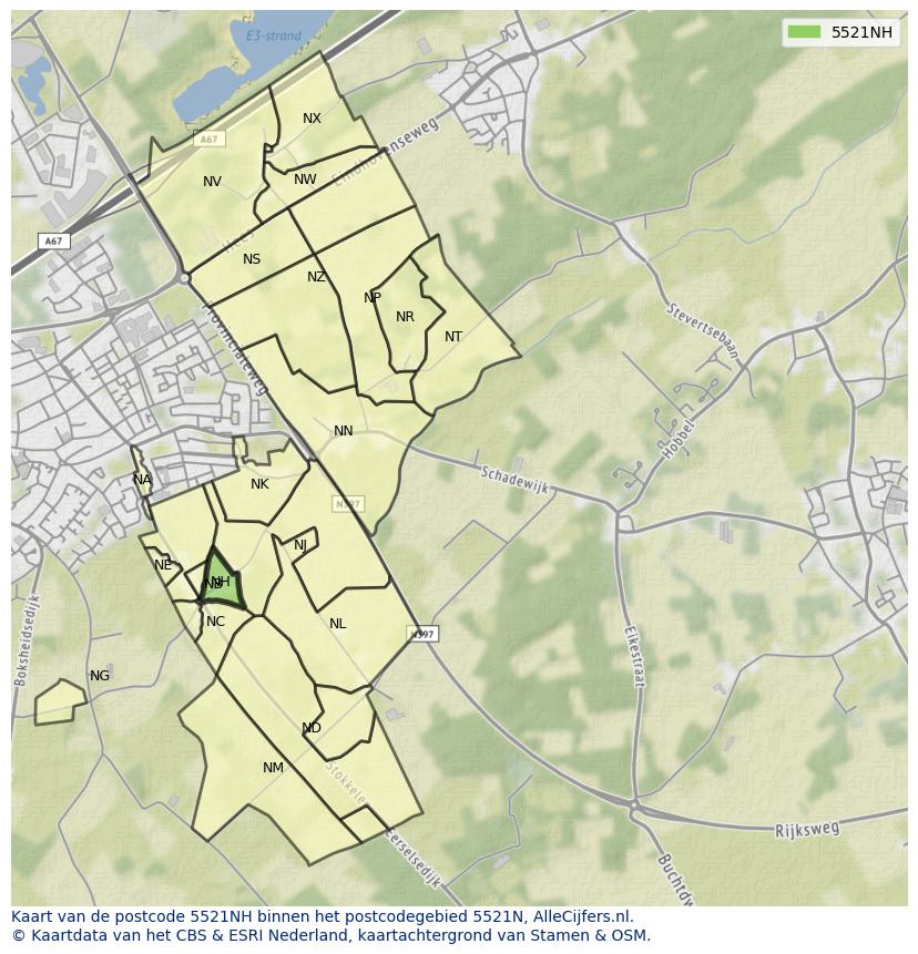 Afbeelding van het postcodegebied 5521 NH op de kaart.