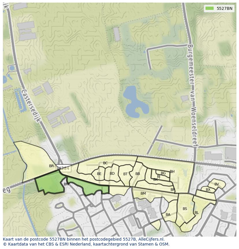 Afbeelding van het postcodegebied 5527 BN op de kaart.
