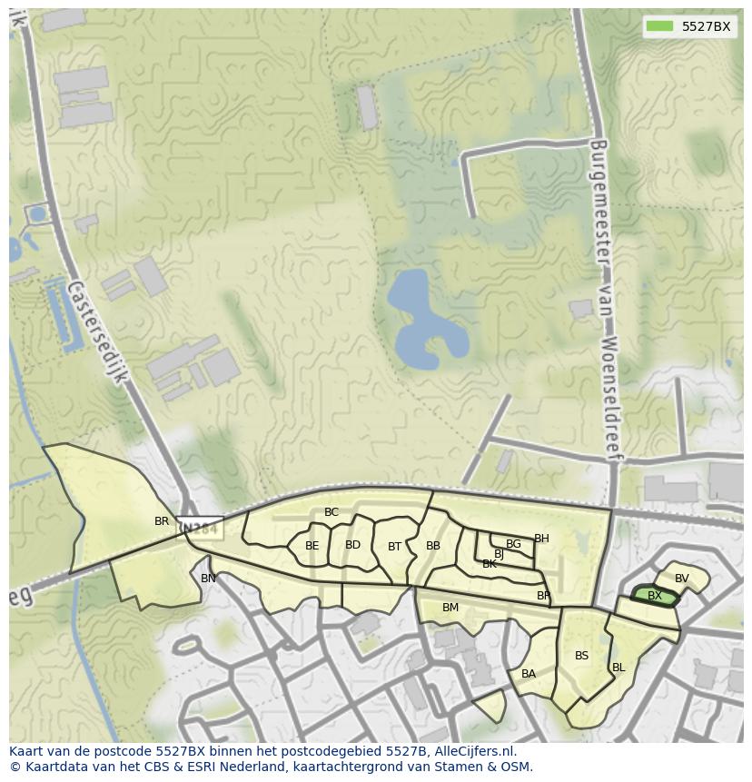 Afbeelding van het postcodegebied 5527 BX op de kaart.