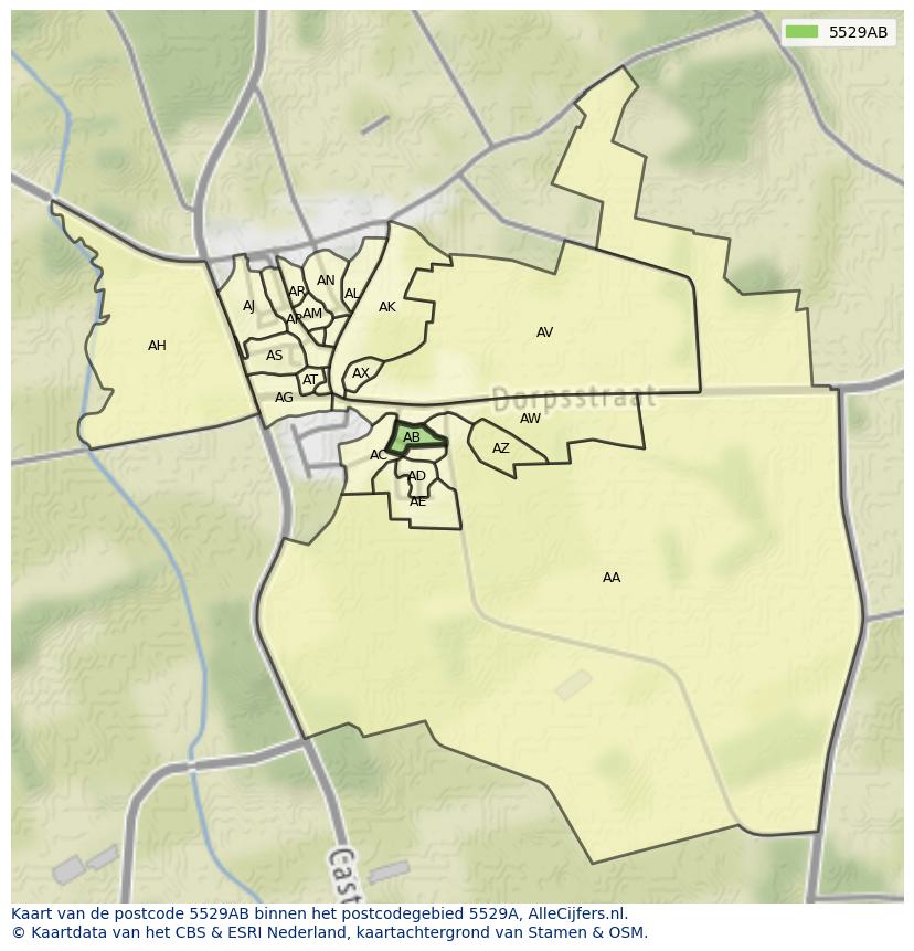 Afbeelding van het postcodegebied 5529 AB op de kaart.