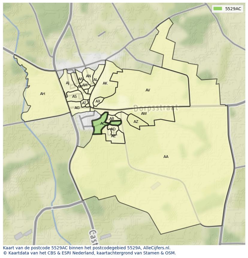 Afbeelding van het postcodegebied 5529 AC op de kaart.