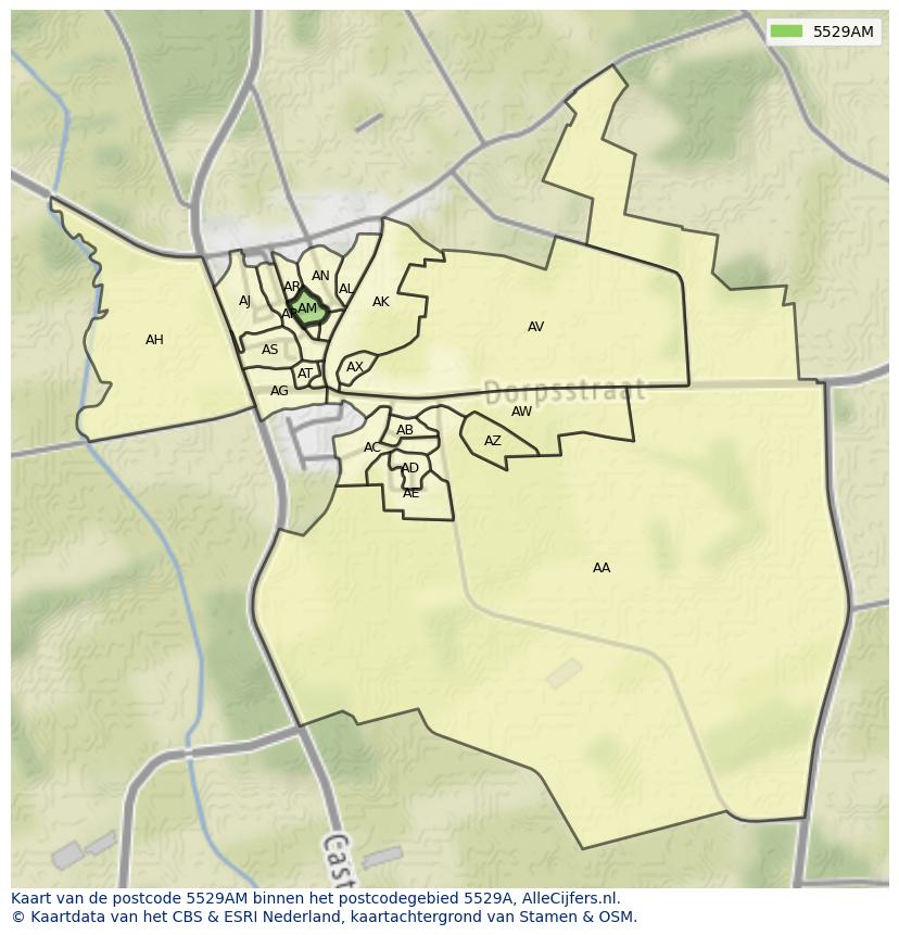 Afbeelding van het postcodegebied 5529 AM op de kaart.