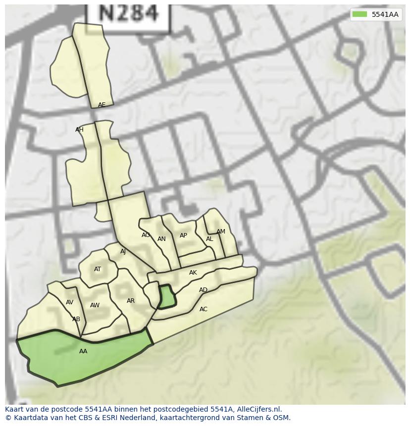 Afbeelding van het postcodegebied 5541 AA op de kaart.