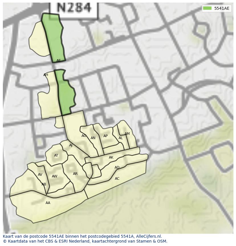 Afbeelding van het postcodegebied 5541 AE op de kaart.