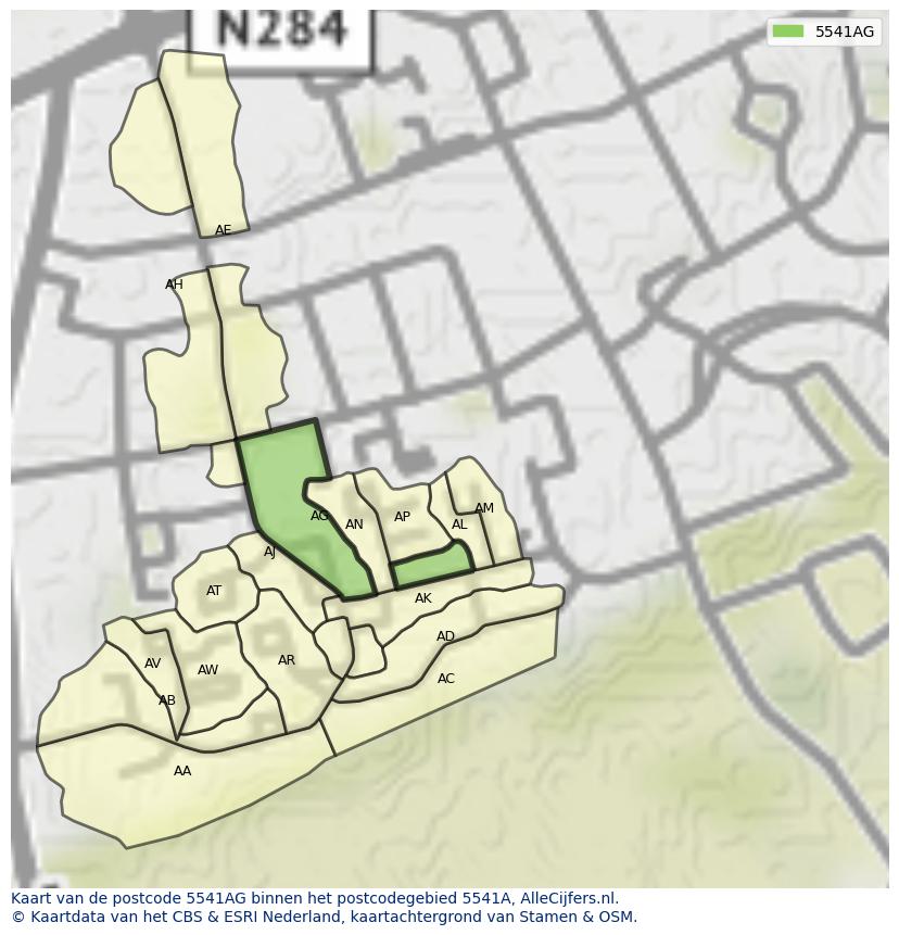 Afbeelding van het postcodegebied 5541 AG op de kaart.