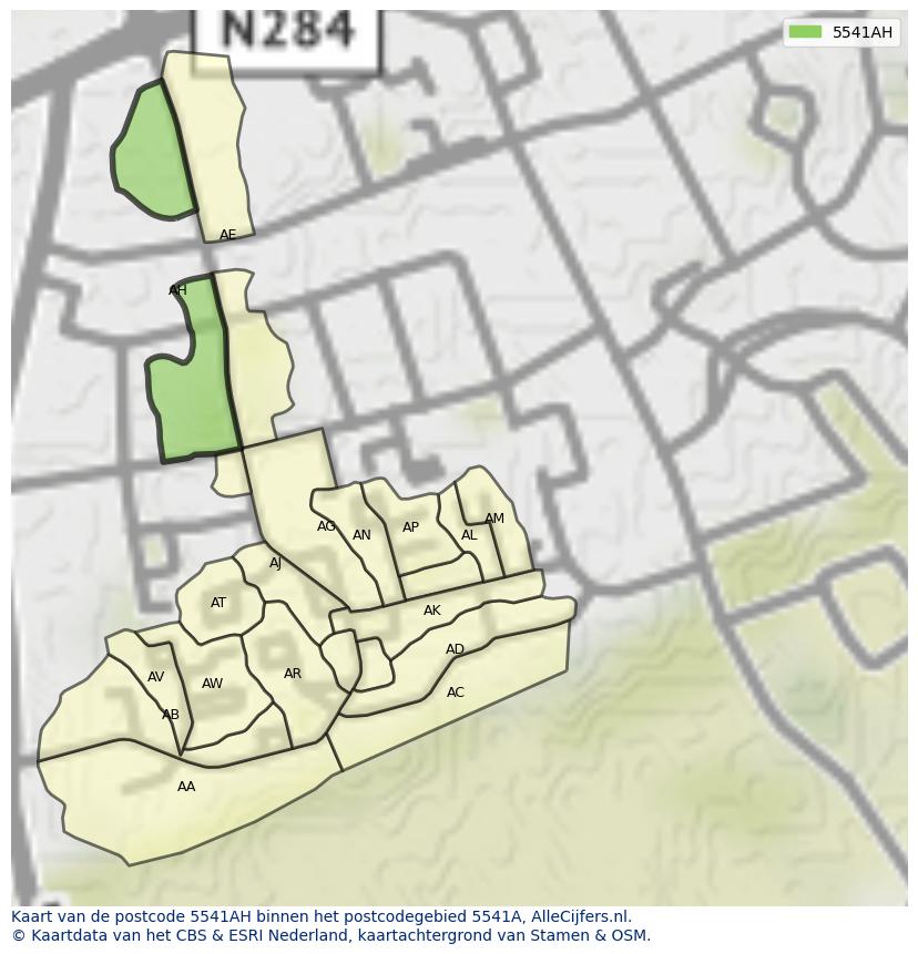 Afbeelding van het postcodegebied 5541 AH op de kaart.