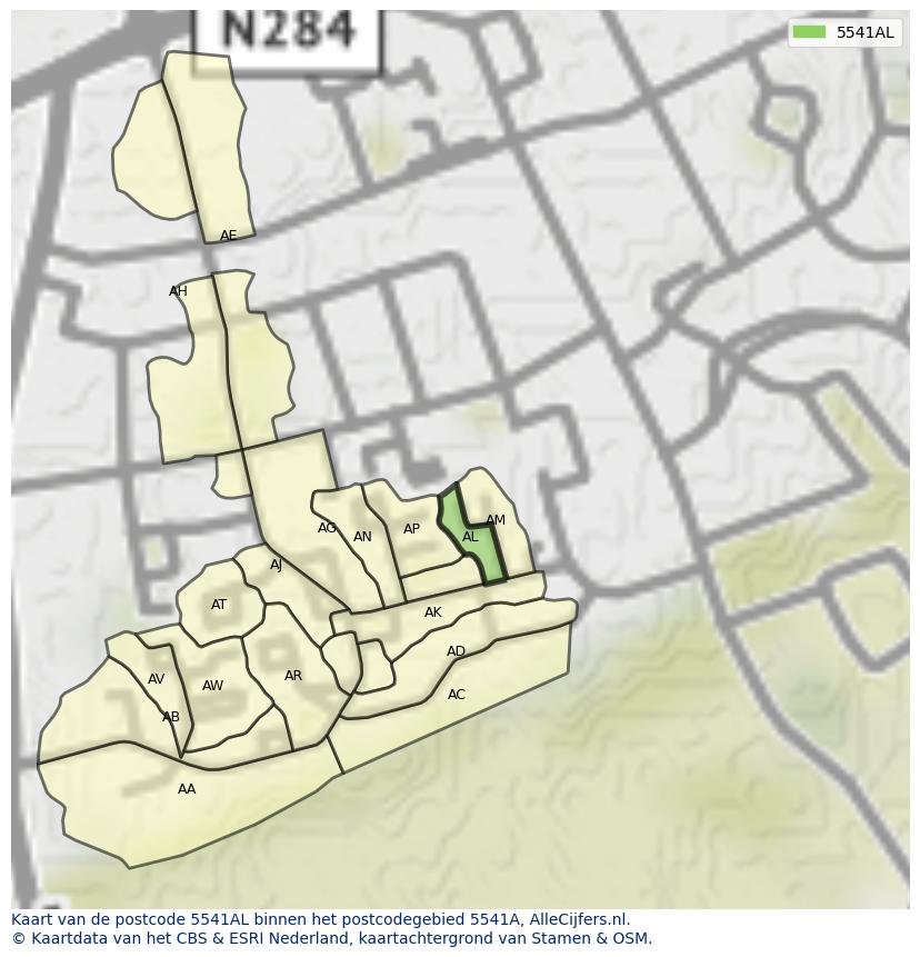 Afbeelding van het postcodegebied 5541 AL op de kaart.