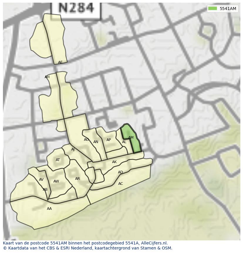 Afbeelding van het postcodegebied 5541 AM op de kaart.