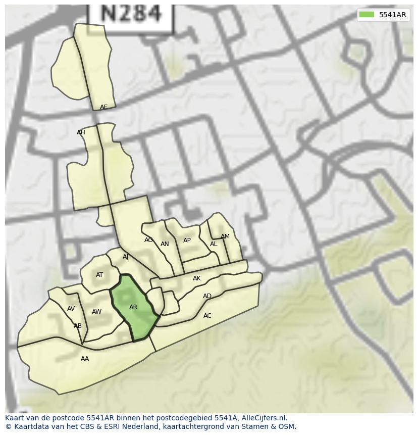 Afbeelding van het postcodegebied 5541 AR op de kaart.