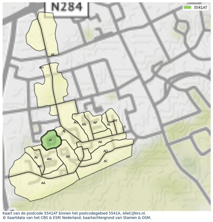 Afbeelding van het postcodegebied 5541 AT op de kaart.