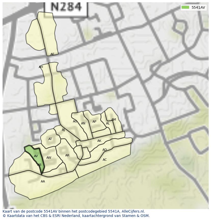 Afbeelding van het postcodegebied 5541 AV op de kaart.