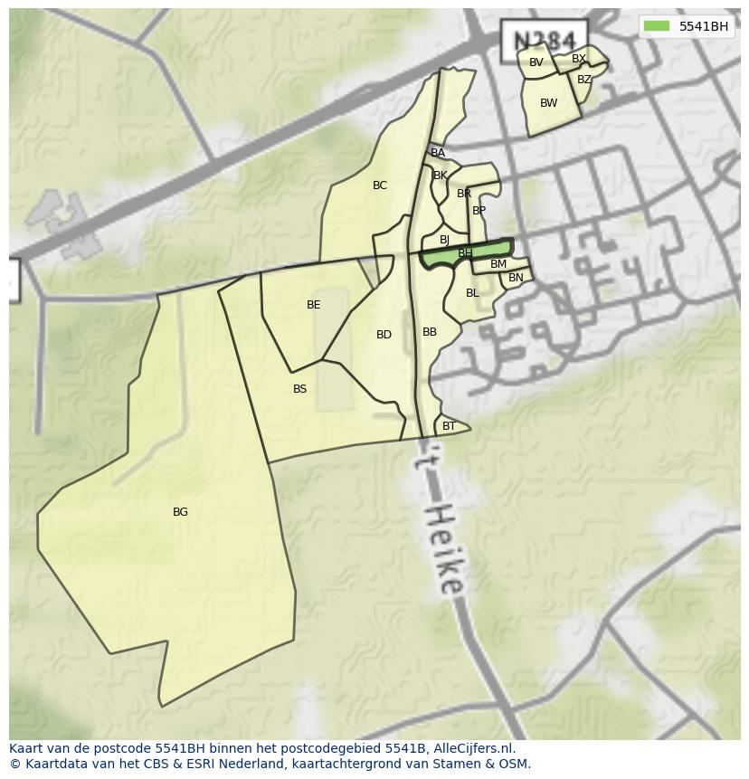 Afbeelding van het postcodegebied 5541 BH op de kaart.