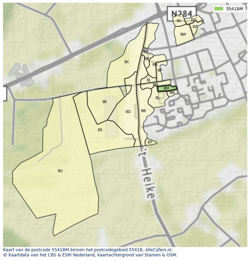 Afbeelding van het postcodegebied 5541 BM op de kaart.