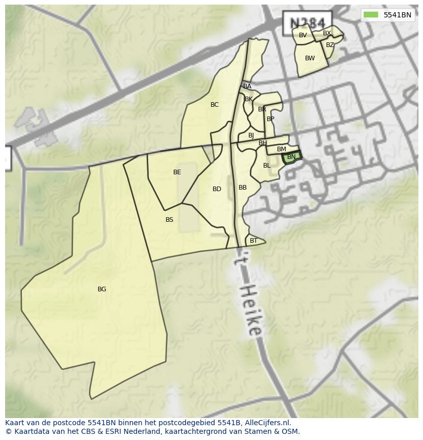 Afbeelding van het postcodegebied 5541 BN op de kaart.