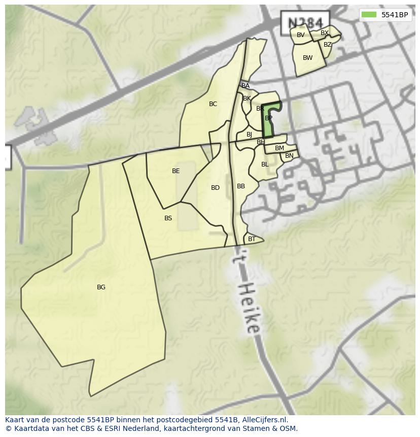 Afbeelding van het postcodegebied 5541 BP op de kaart.