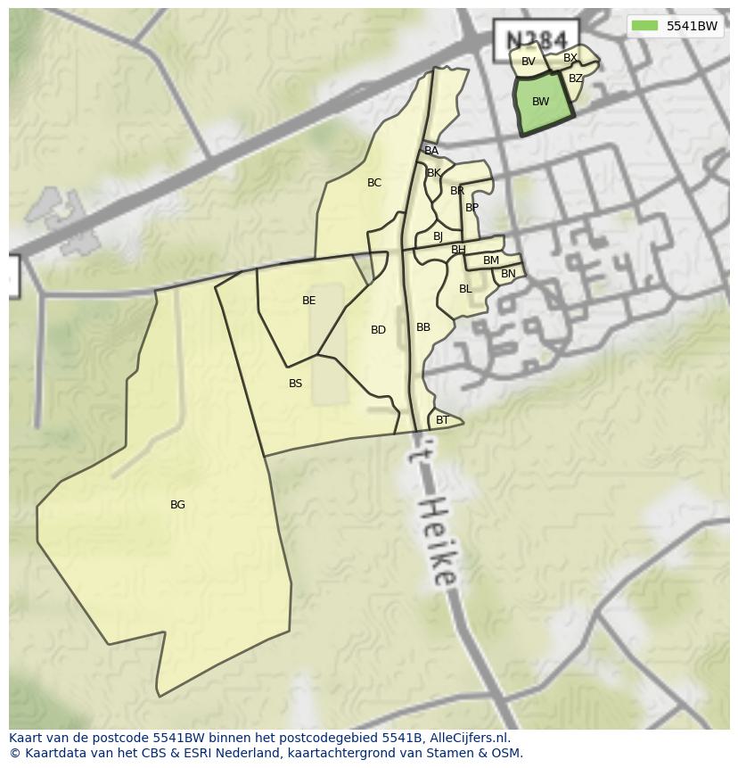 Afbeelding van het postcodegebied 5541 BW op de kaart.