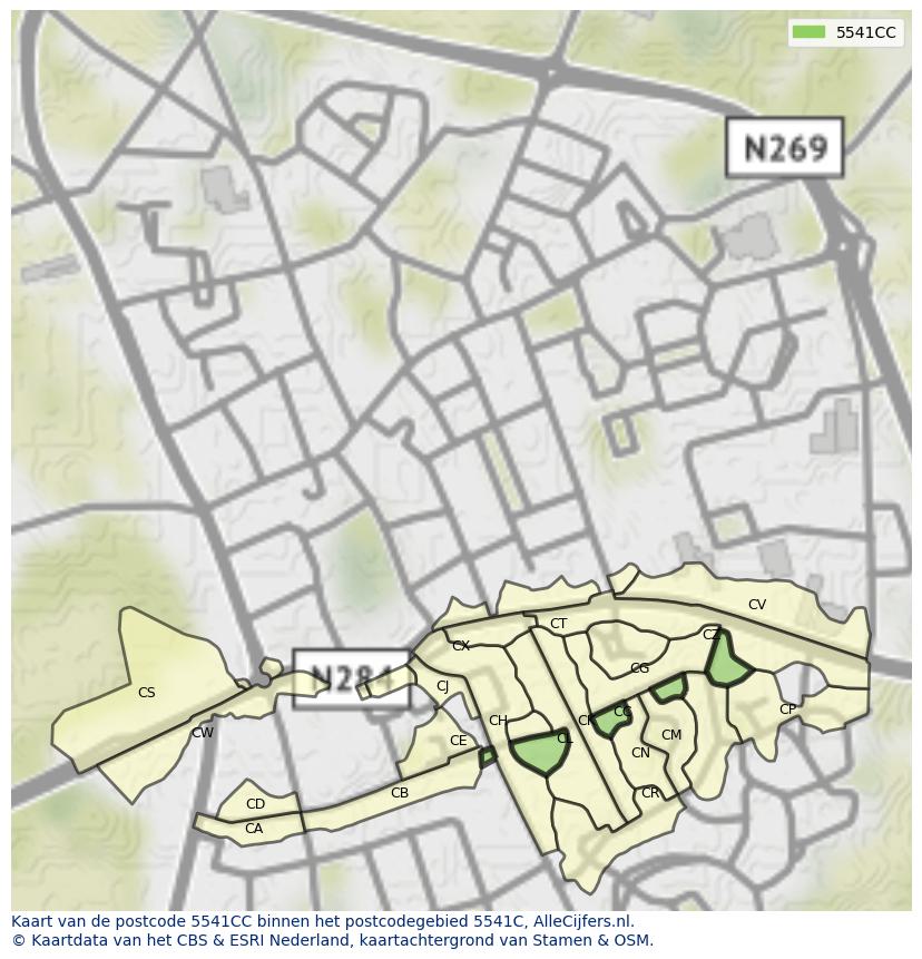 Afbeelding van het postcodegebied 5541 CC op de kaart.