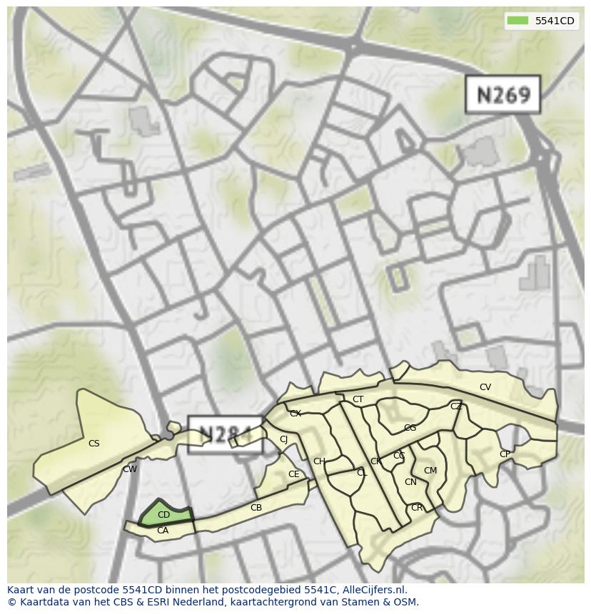 Afbeelding van het postcodegebied 5541 CD op de kaart.