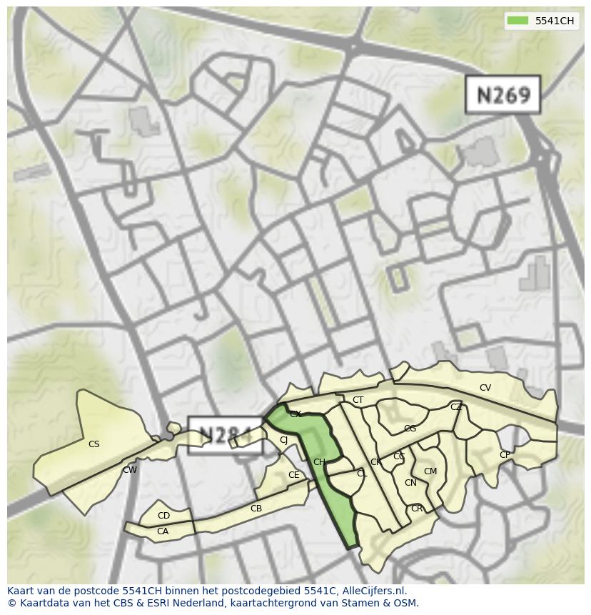 Afbeelding van het postcodegebied 5541 CH op de kaart.