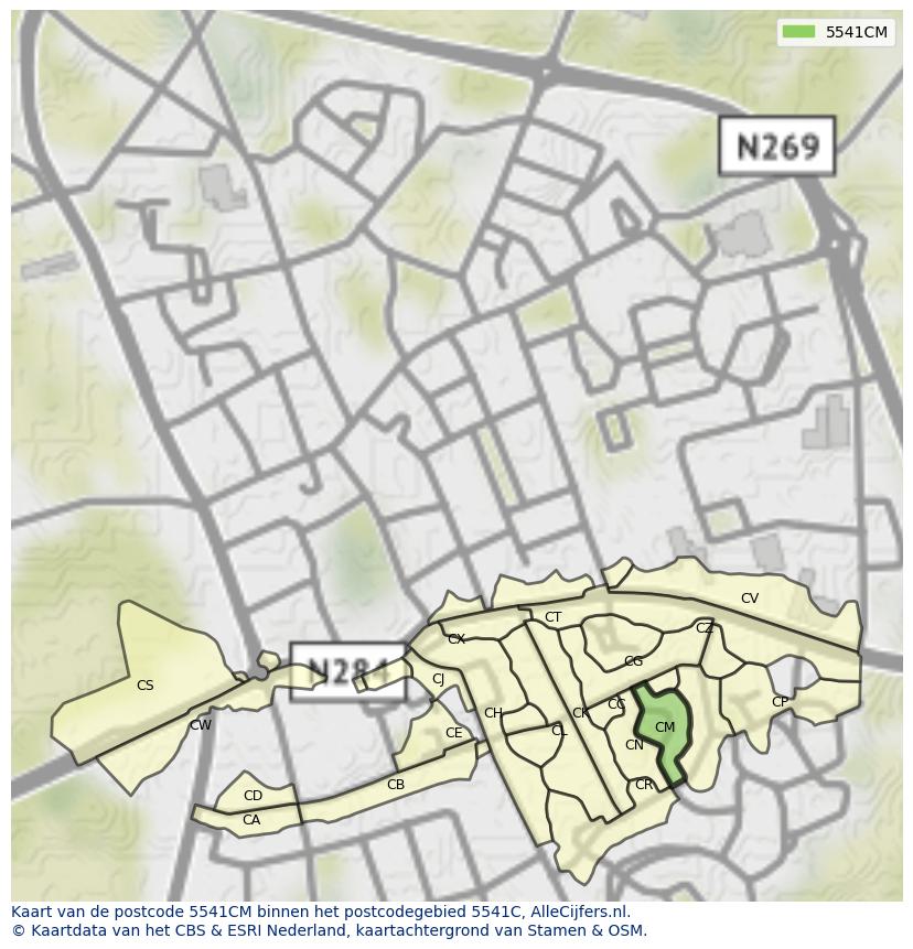 Afbeelding van het postcodegebied 5541 CM op de kaart.