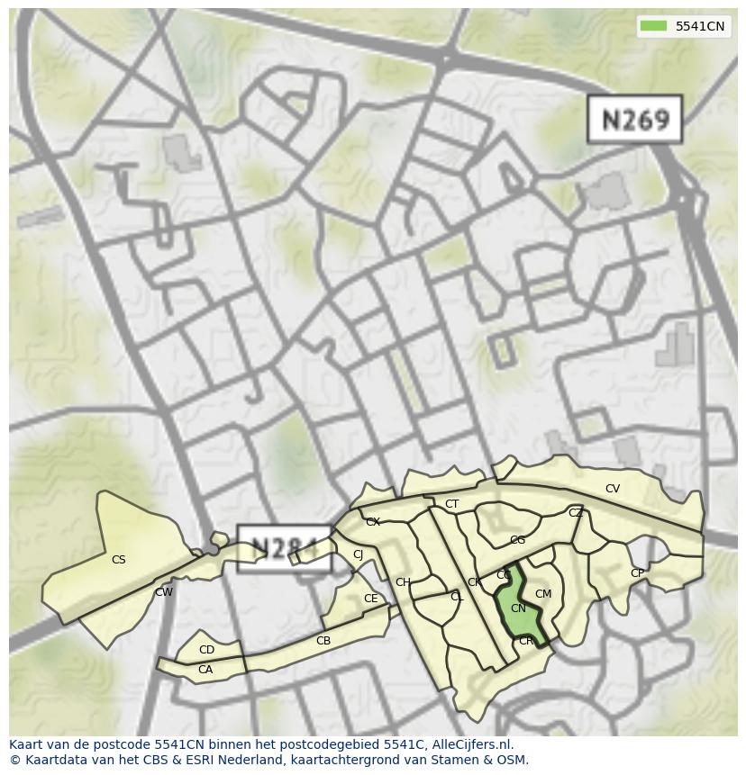 Afbeelding van het postcodegebied 5541 CN op de kaart.