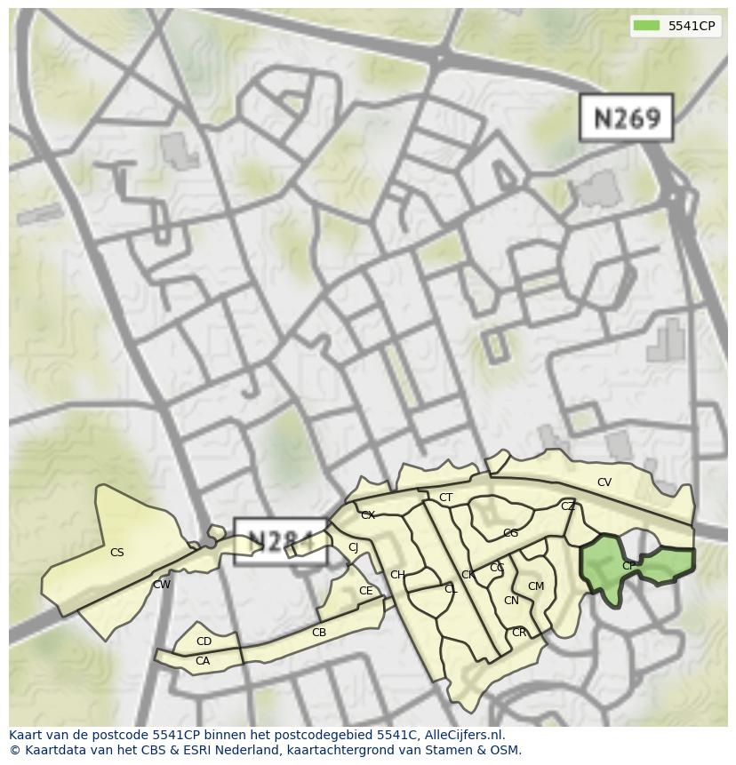 Afbeelding van het postcodegebied 5541 CP op de kaart.