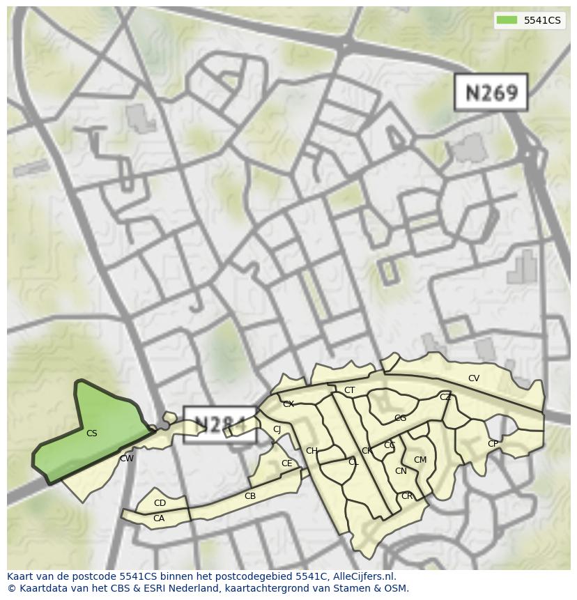 Afbeelding van het postcodegebied 5541 CS op de kaart.