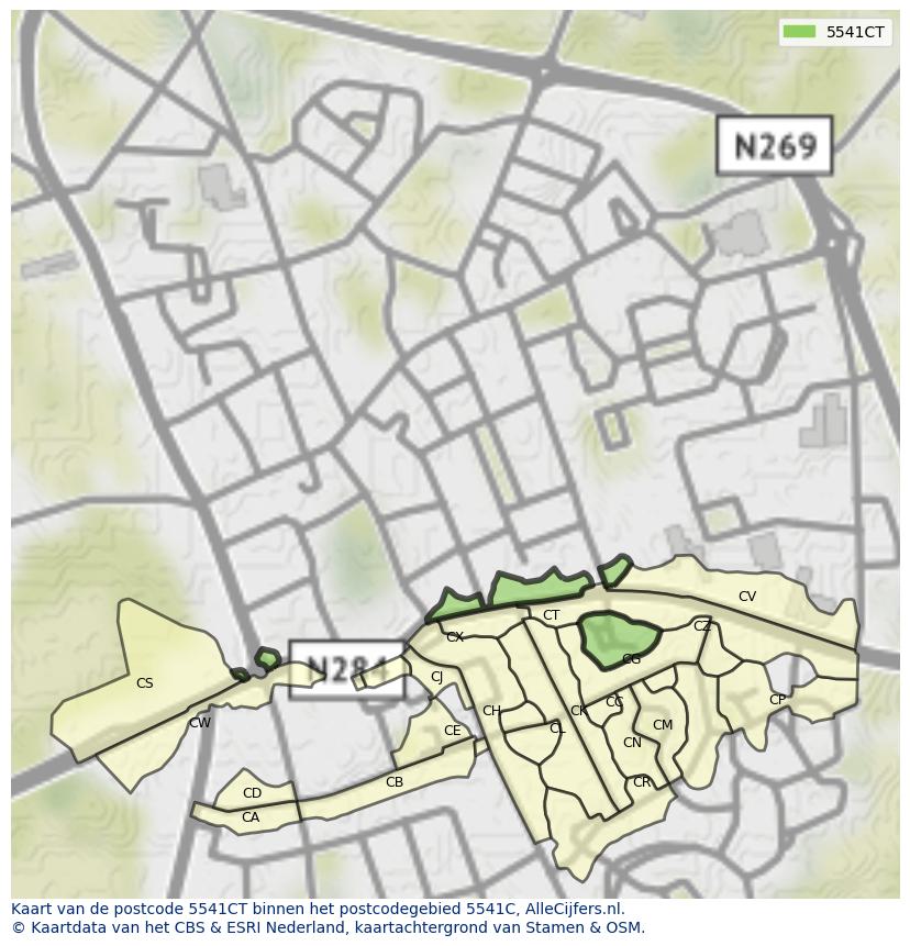 Afbeelding van het postcodegebied 5541 CT op de kaart.