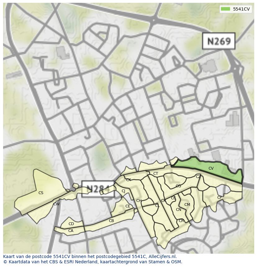 Afbeelding van het postcodegebied 5541 CV op de kaart.