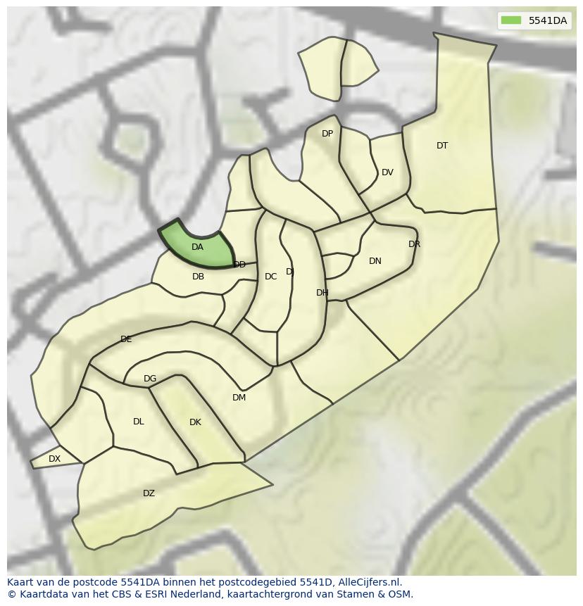 Afbeelding van het postcodegebied 5541 DA op de kaart.