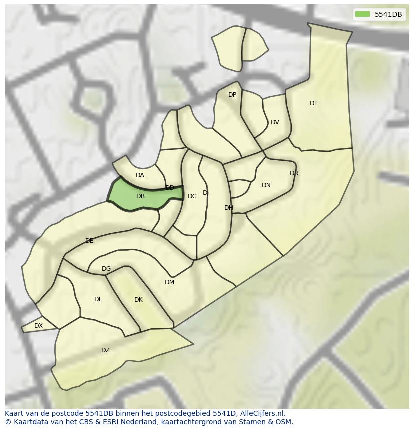 Afbeelding van het postcodegebied 5541 DB op de kaart.