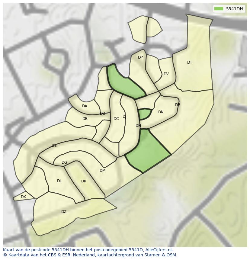 Afbeelding van het postcodegebied 5541 DH op de kaart.