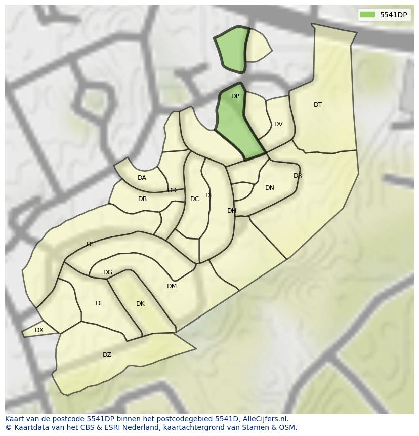 Afbeelding van het postcodegebied 5541 DP op de kaart.