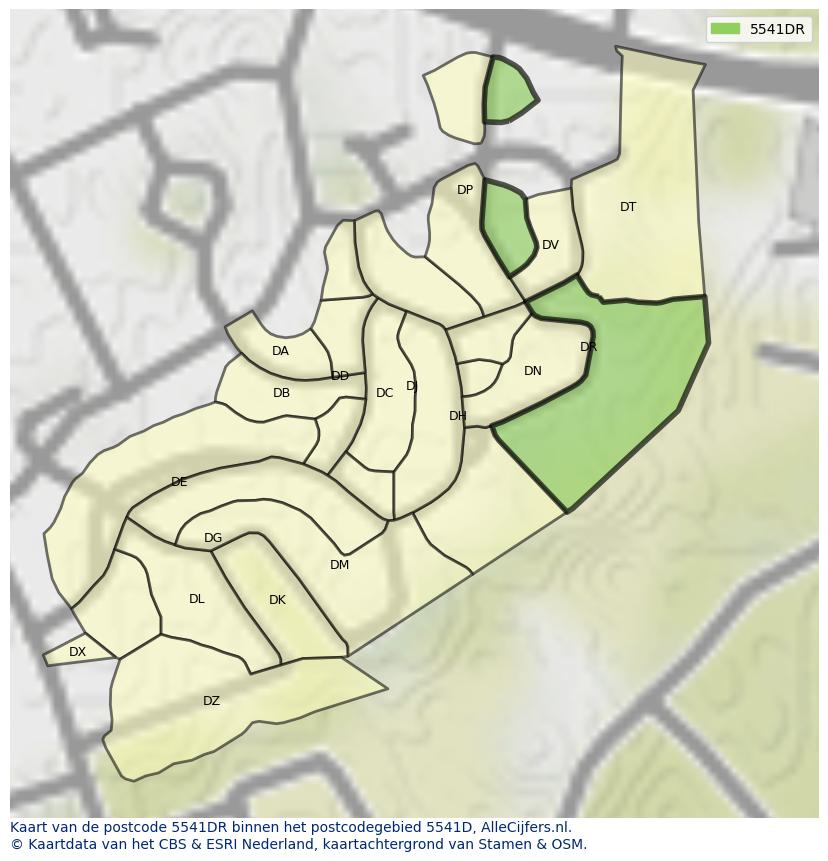 Afbeelding van het postcodegebied 5541 DR op de kaart.