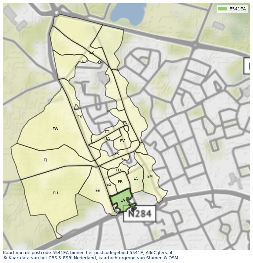 Afbeelding van het postcodegebied 5541 EA op de kaart.