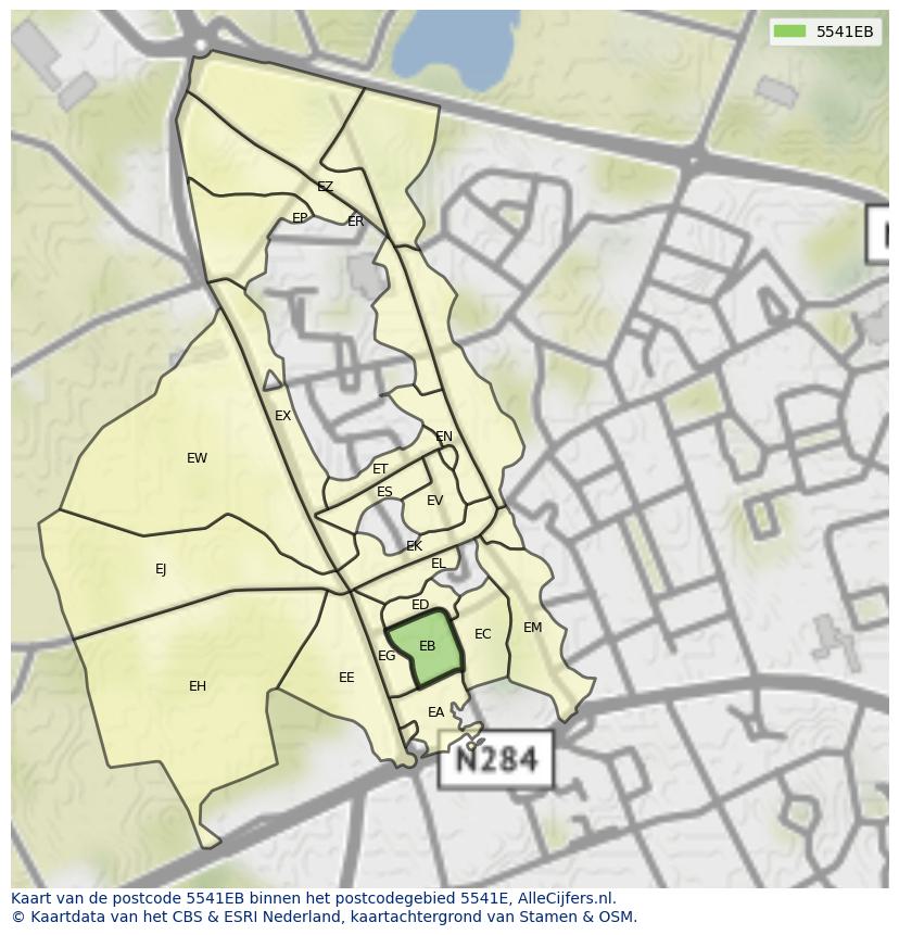 Afbeelding van het postcodegebied 5541 EB op de kaart.