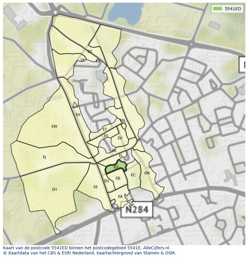 Afbeelding van het postcodegebied 5541 ED op de kaart.