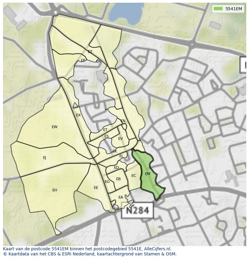 Afbeelding van het postcodegebied 5541 EM op de kaart.