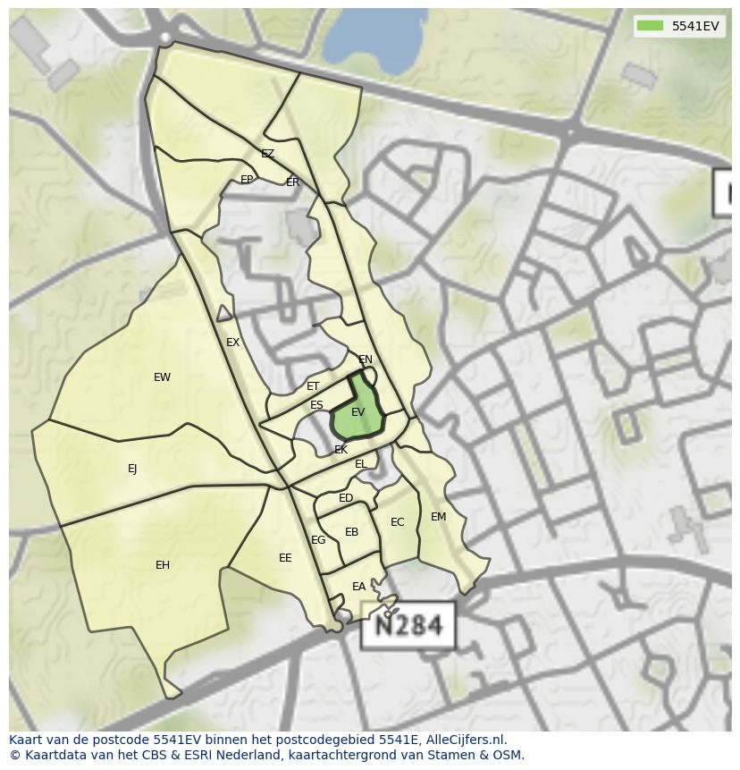 Afbeelding van het postcodegebied 5541 EV op de kaart.