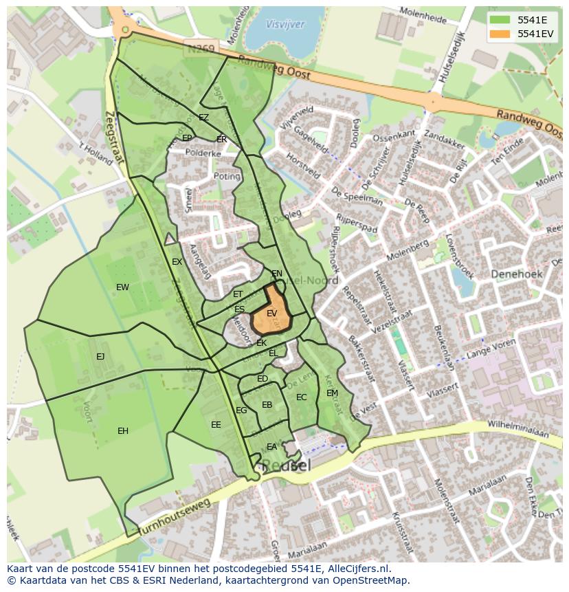 Afbeelding van het postcodegebied 5541 EV op de kaart.