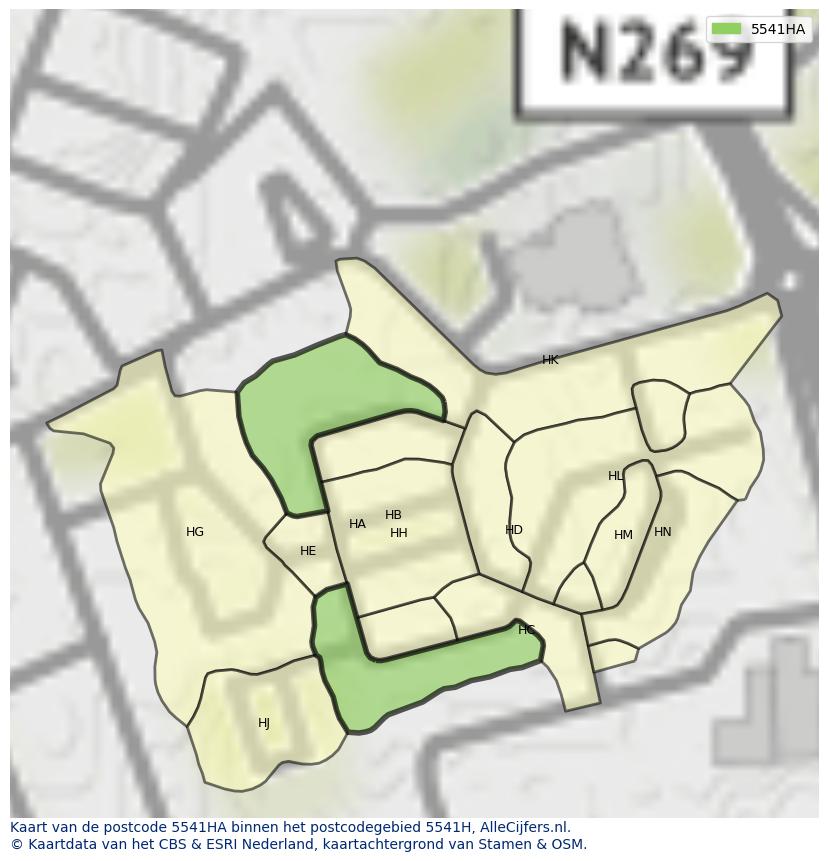 Afbeelding van het postcodegebied 5541 HA op de kaart.