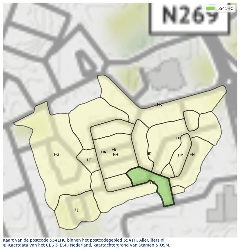 Afbeelding van het postcodegebied 5541 HC op de kaart.