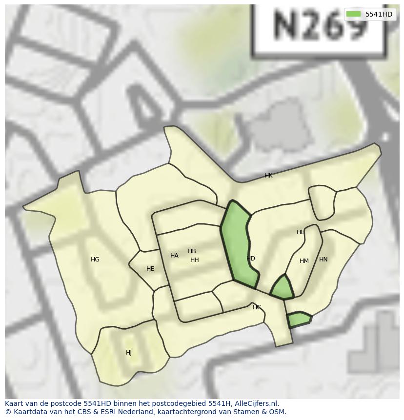 Afbeelding van het postcodegebied 5541 HD op de kaart.