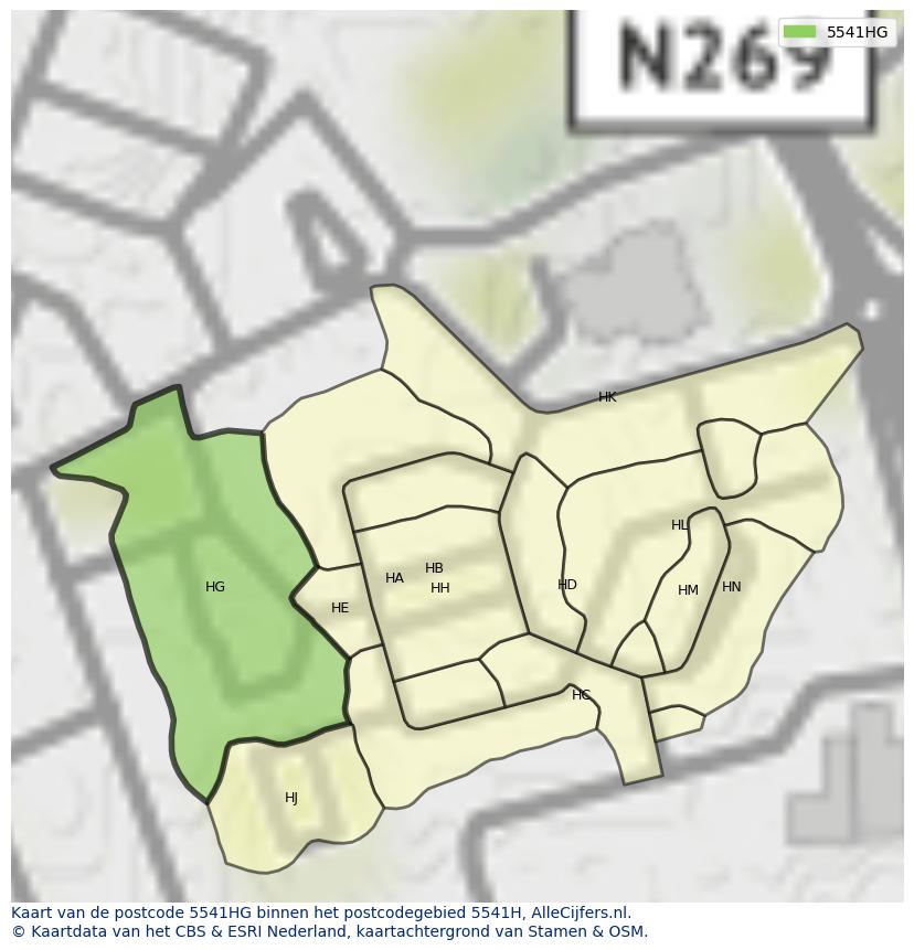 Afbeelding van het postcodegebied 5541 HG op de kaart.