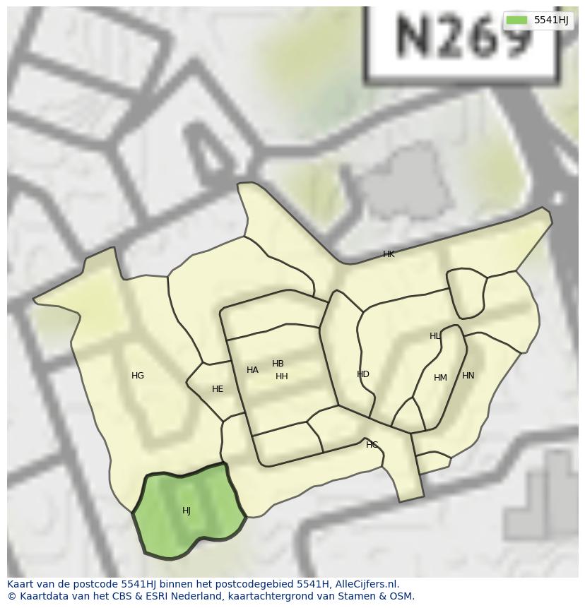 Afbeelding van het postcodegebied 5541 HJ op de kaart.