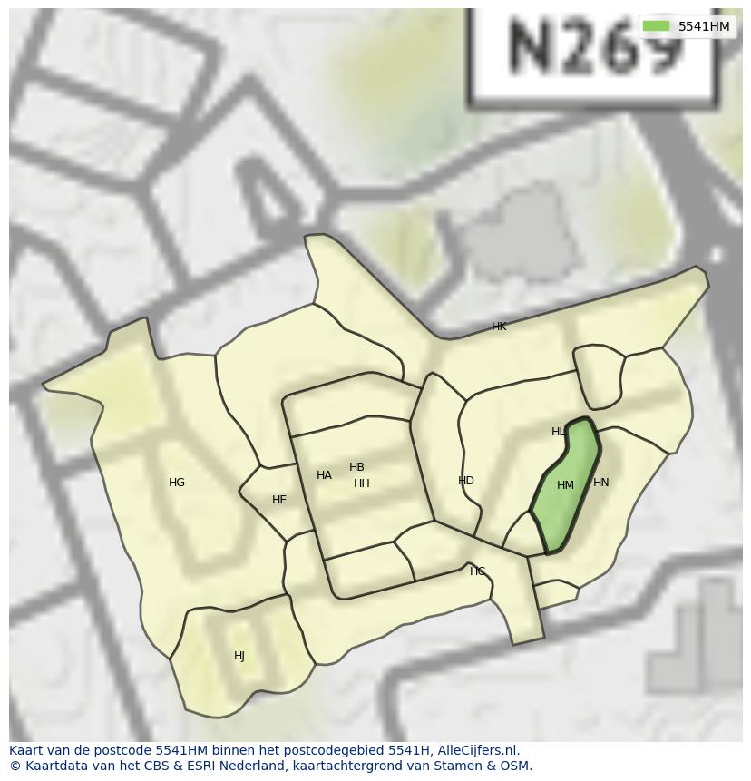 Afbeelding van het postcodegebied 5541 HM op de kaart.