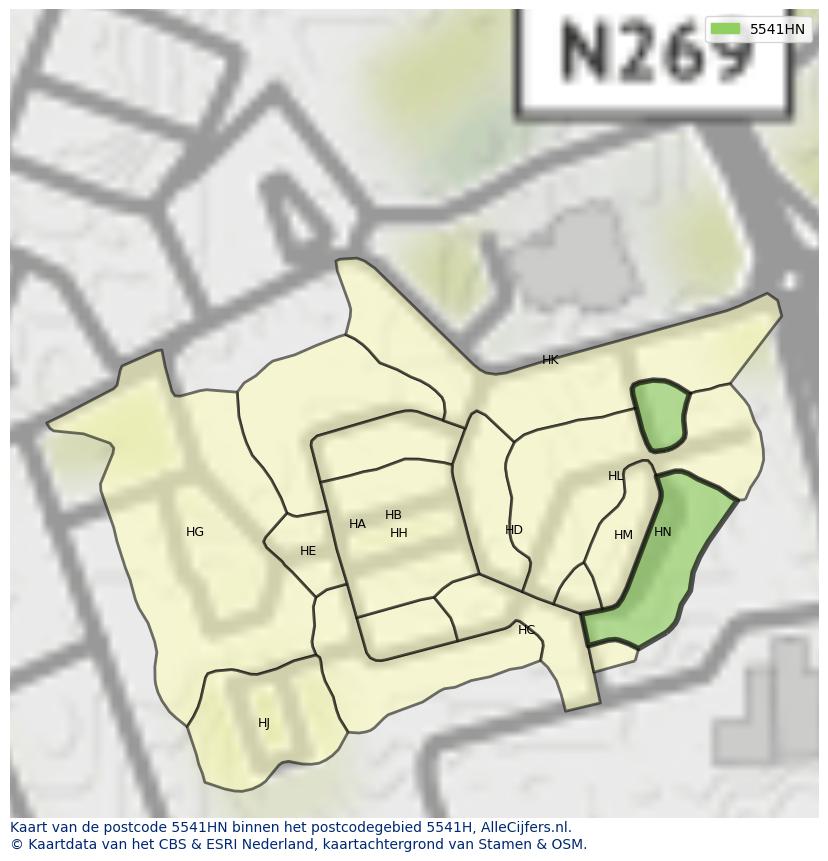 Afbeelding van het postcodegebied 5541 HN op de kaart.