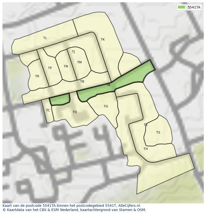 Afbeelding van het postcodegebied 5541 TA op de kaart.