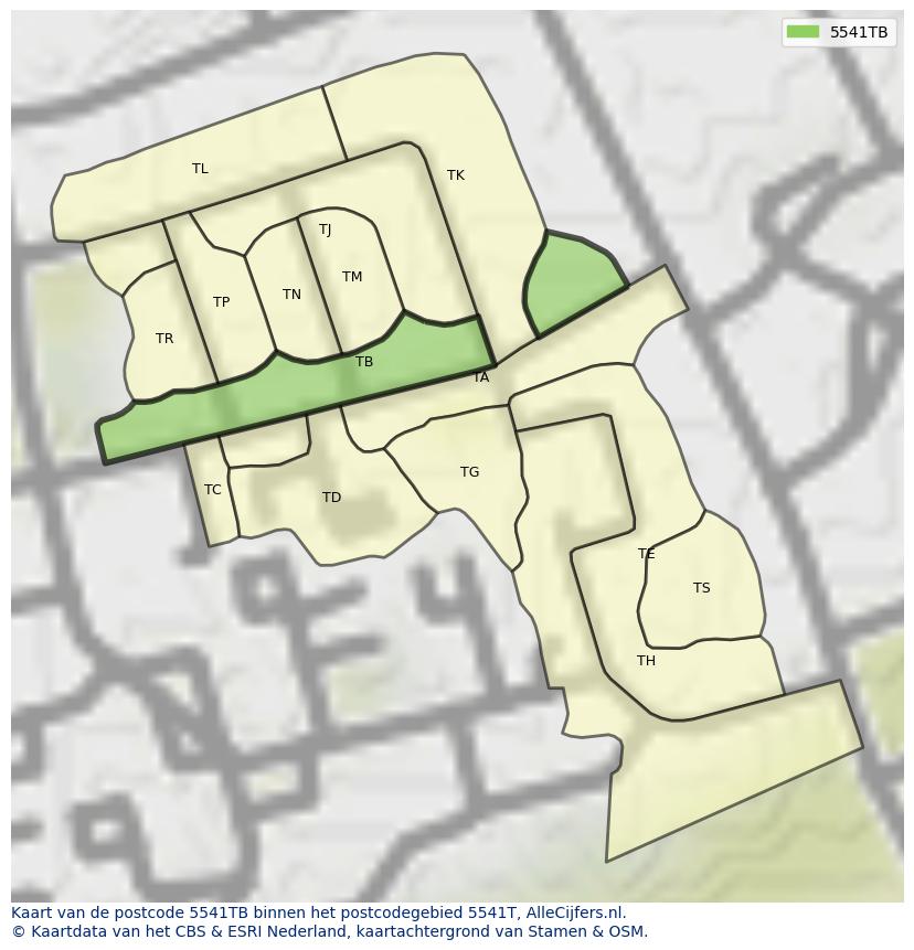 Afbeelding van het postcodegebied 5541 TB op de kaart.