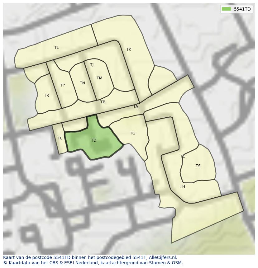 Afbeelding van het postcodegebied 5541 TD op de kaart.